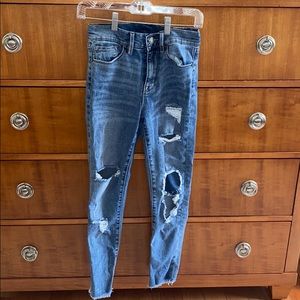 Crop Twig High Rise Distressed Skinny Jeans
